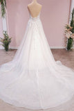 Sweetheart A-Line Backless Wedding Dress with Lace Appliques and Tulle