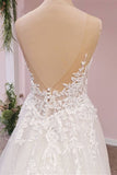 Sweetheart A-Line Backless Wedding Dress with Lace Appliques and Tulle