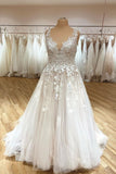 Sweetheart A-Line Wedding Dress with Tulle Ruffles and Lace Appliques