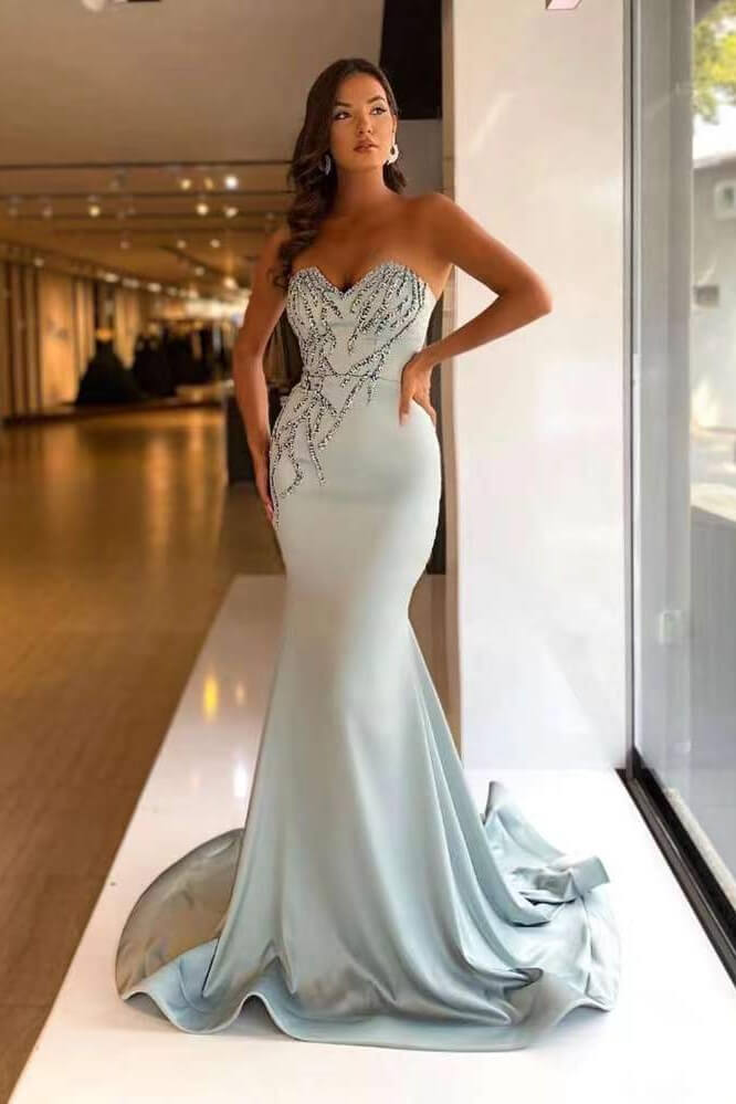 Sweetheart Beaded Mermaid Long Prom Dress