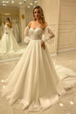 Sweetheart Bubble Sleeve Tulle Wedding Dress with Lace