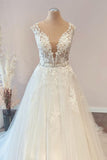 Sweetheart Floral Lace Floor-Length A-Line Wedding Dress with Tulle Ruffles