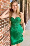 Sweetheart Green Corset Appliques Short Homecoming Dress