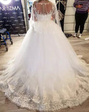 Sweetheart Long A-Line Tulle Wedding Dress with Sleeves