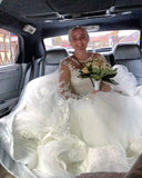 Sweetheart Long A-Line Tulle Wedding Dress with Sleeves