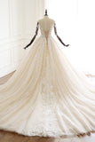 Sweetheart Long Sleeve Ball Gown Wedding Dress with Tulle Lace