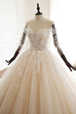 Sweetheart Long Sleeve Ball Gown Wedding Dress with Tulle Lace