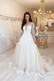 Sweetheart Long Sleeve Tulle Wedding Dress with Lace