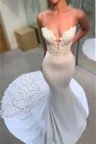 Sweetheart Mermaid Wedding Dress with Lace Appliques Bridal Gown 