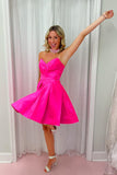 Sweetheart Neon Pink Pleated A-Line Short Homecoming Dress