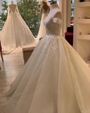 Sweetheart Off-the-Shoulder A-Line Wedding Dress with Ruffles and Lace Appliques