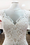 Sweetheart Open Back Long Mermaid Wedding Dress with Lace Appliques