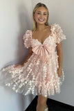 Sweetheart Pink A-Line Homecoming Dress with Floral