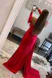 Sweetheart Pleated Red Formal Dress with Detachable Sleeves