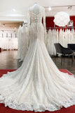 Sweetheart Princess Wedding Dress Long Sleeves With Appliques Lace