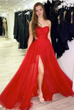 Sweetheart Red Evening Dress with Split