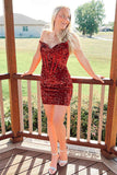 Sweetheart Red Sequined Corset Short Homecoming Dress