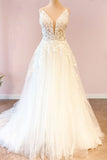 Sweetheart Spaghetti Strap Floor-Length Wedding Dress with A-Line Tulle