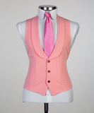 Three-Piece Pink Wedding Suit for Groom with Peaked Lapel