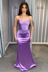 V-Neck Lilac Beaded Long Prom Dress