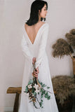 V-Neck Long Sleeve Slit Wedding Dress