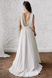 V-Neck Sleeveless Long Wedding Dress