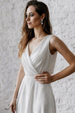 V-Neck Sleeveless Long Wedding Dress