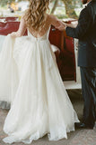 V-Neck Sleeveless Tulle Wedding Dress