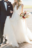 V-Neck Sleeveless Tulle Wedding Dress