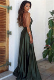 V-Neck Slit Prom Dress Spaghetti-Straps