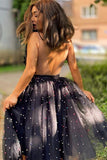 Vintage Black Beaded Homecoming Dress with 3D Flowers