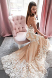 Vintage Off-the-Shoulder Backless Floor-Length Mermaid Wedding Dress with Lace Appliques