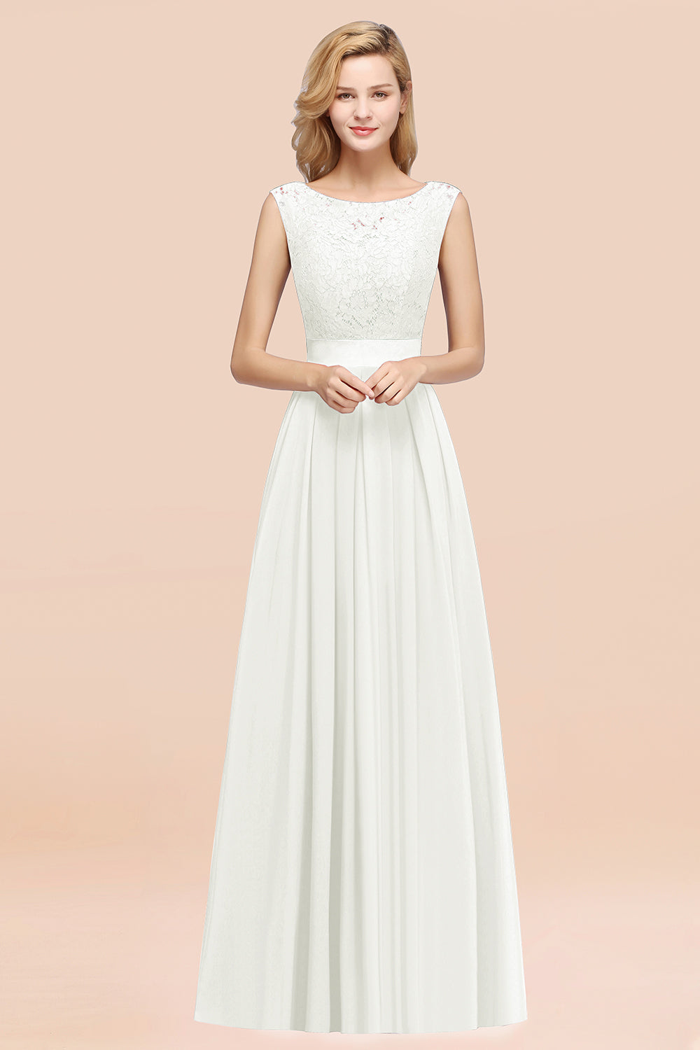 Vintage Sleeveless Lace Bridesmaid Dresses Affordable Chiffon Wedding Party Dress Online-Babyonlines