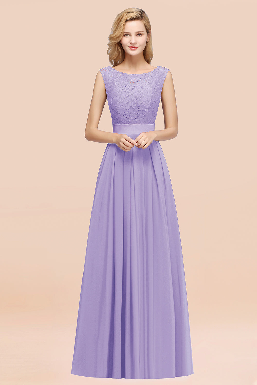 Vintage Sleeveless Lace Bridesmaid Dresses Affordable Chiffon Wedding Party Dress Online-Babyonlines