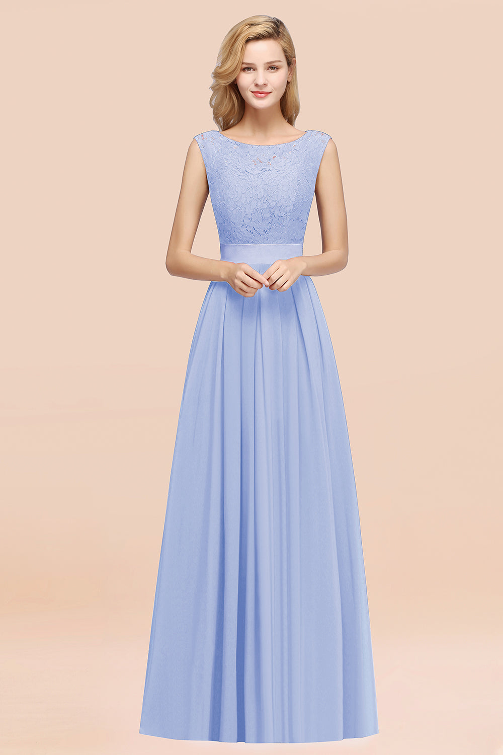 Vintage Sleeveless Lace Bridesmaid Dresses Affordable Chiffon Wedding Party Dress Online-Babyonlines