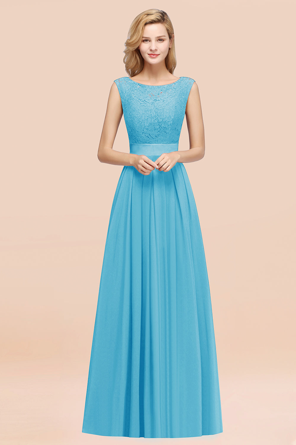 Vintage Sleeveless Lace Bridesmaid Dresses Affordable Chiffon Wedding Party Dress Online-Babyonlines