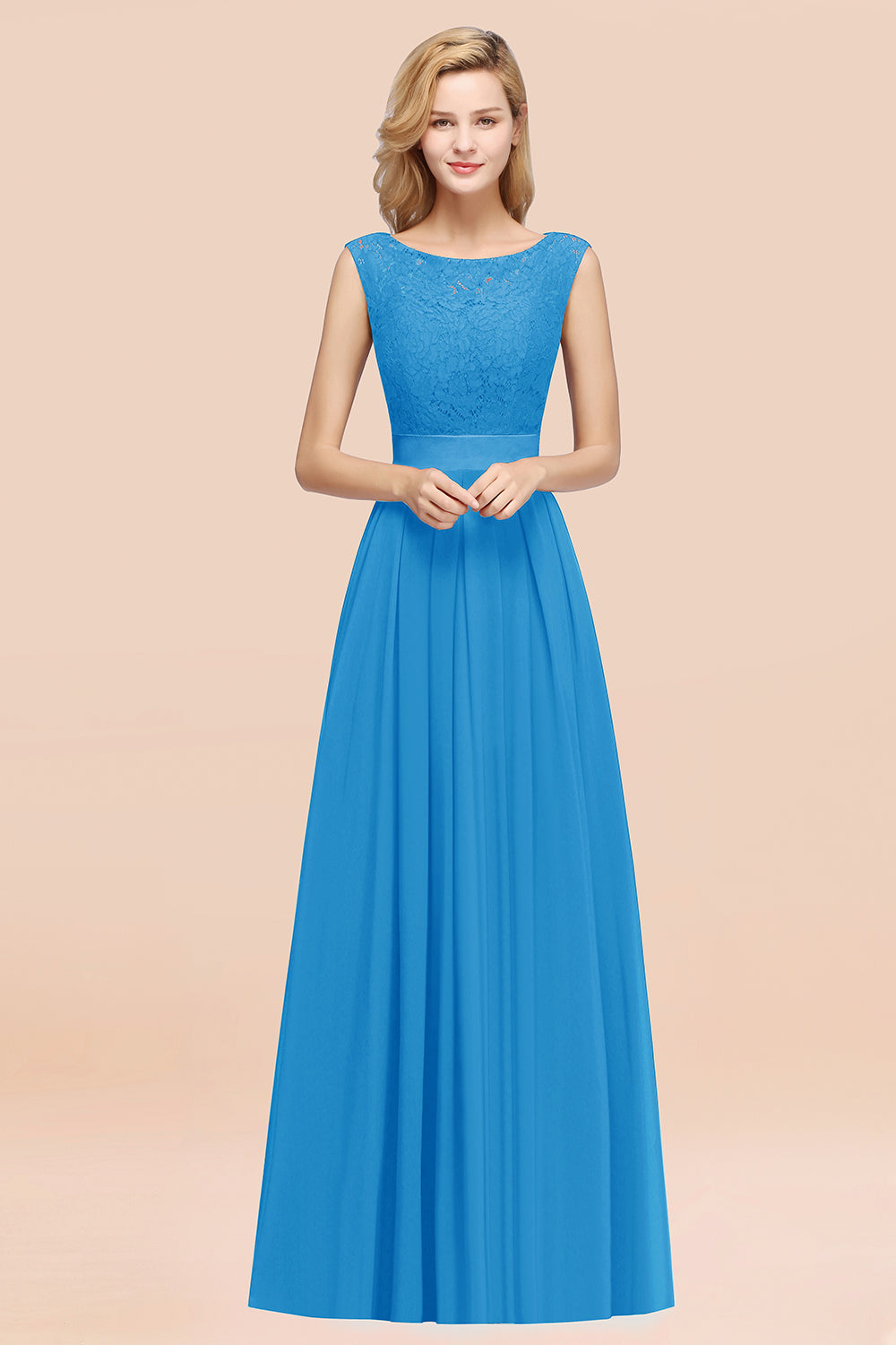 Vintage Sleeveless Lace Bridesmaid Dresses Affordable Chiffon Wedding Party Dress Online-Babyonlines