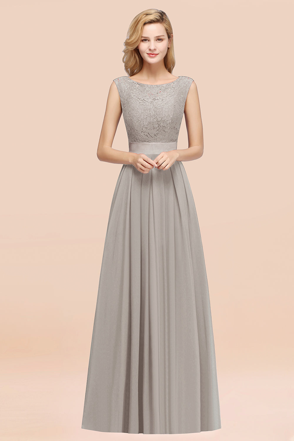 Vintage Sleeveless Lace Bridesmaid Dresses Affordable Chiffon Wedding Party Dress Online-Babyonlines