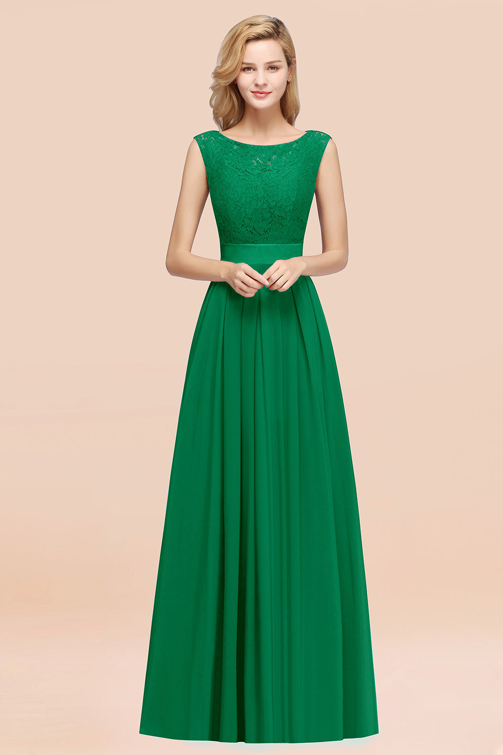 Vintage Sleeveless Lace Bridesmaid Dresses Affordable Chiffon Wedding Party Dress Online-Babyonlines