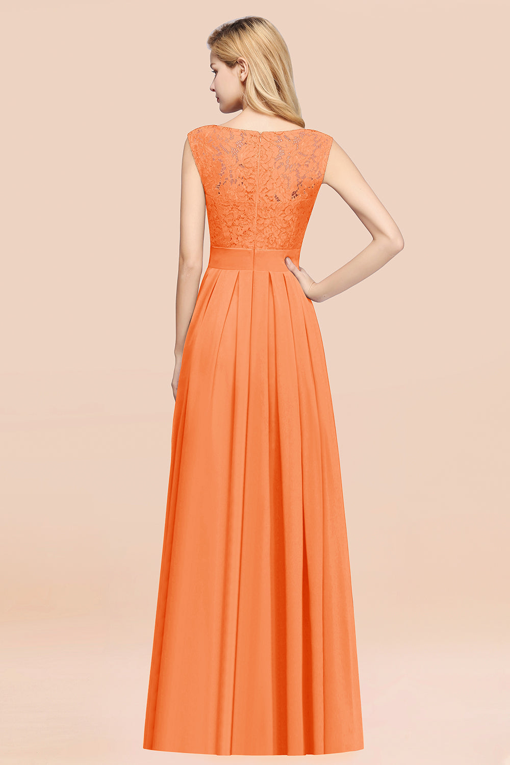 Vintage Sleeveless Lace Bridesmaid Dresses Affordable Chiffon Wedding Party Dress Online-Babyonlines