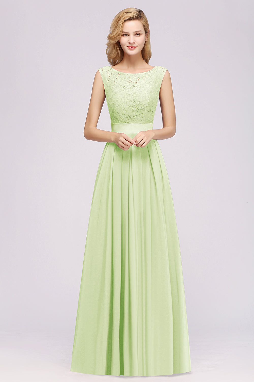 Vintage Sleeveless Lace Bridesmaid Dresses Affordable Chiffon Wedding Party Dress Online-Babyonlines