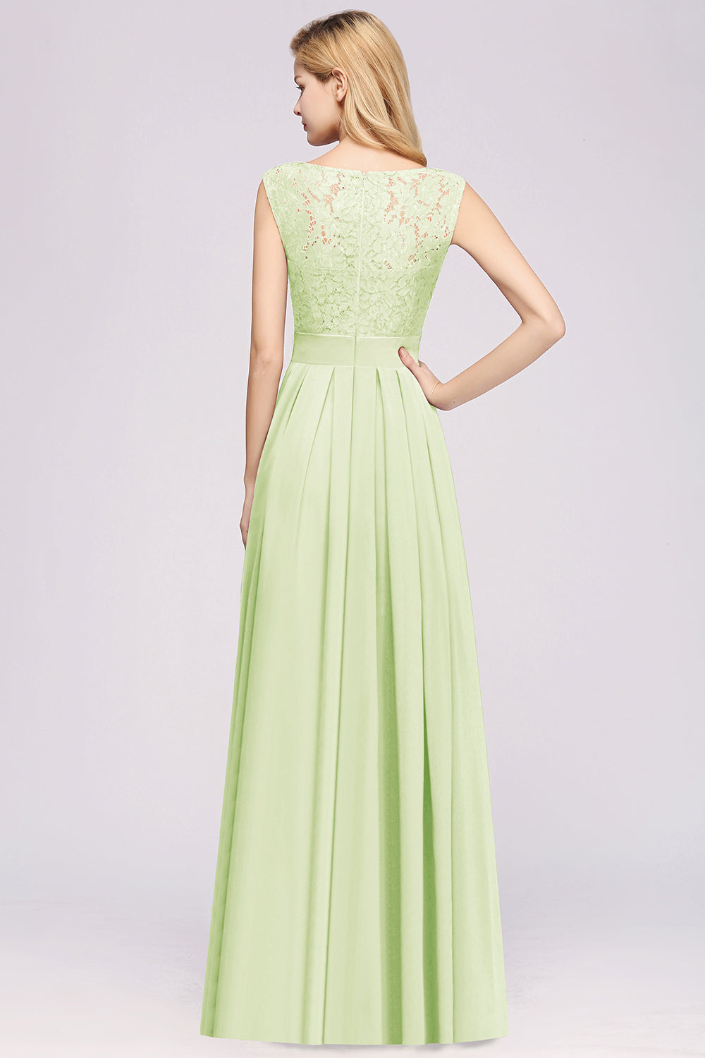 Vintage Sleeveless Lace Bridesmaid Dresses Affordable Chiffon Wedding Party Dress Online-Babyonlines