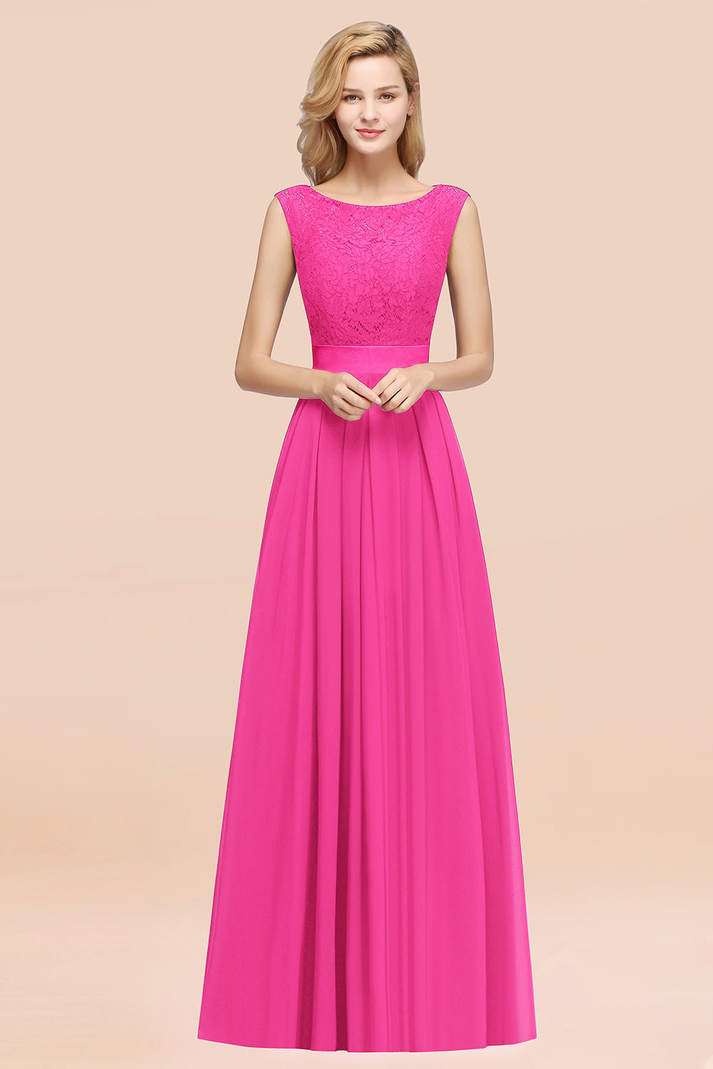 Vintage Sleeveless Lace Bridesmaid Dresses Affordable Chiffon Wedding Party Dress Online-Babyonlines