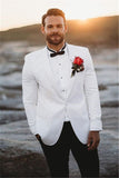 White Vintage Groom Tailcoats Wedding Suit with Easy Fit for Groomsmen