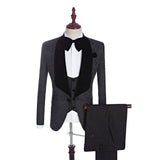 Xander Black Jacquard Three-Piece Shawl Lapel Wedding Suit for Men¡¯s Events