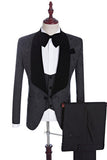 Xander Black Jacquard Three-Piece Shawl Lapel Wedding Suit for Men¡¯s Events