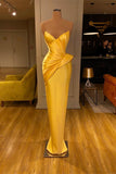 Yellow Mermaid V-Neck Sleeveless Prom Dress Online