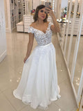 A-line Illusion Chiffon Wedding Dress with Pearl Detailing