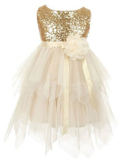 A-line Scoop Neck Tulle Sashes / Ribbons Asymmetrical Flower Girl Dress