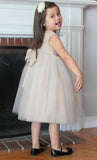 A-line Scoop Neck Tulle Tea-length Bow Flower Girl Dress